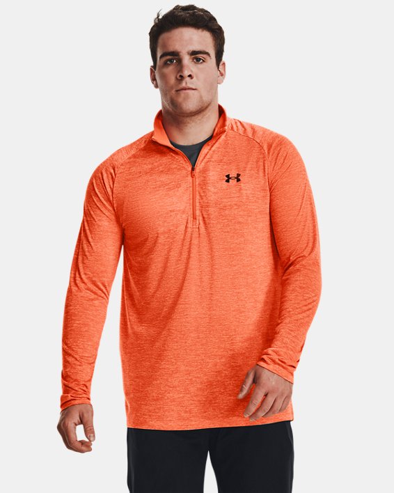 Herren UA Tech™ Shirt mit ½-Zip, langärmlig, Orange, pdpMainDesktop image number 0